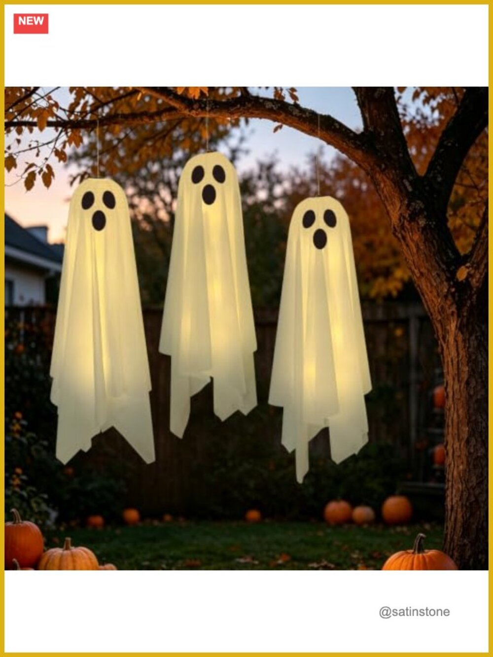 3 Pack Light Up Halloween Hanging Ghosts Decor 60in Indoor Outdoor Halloween
